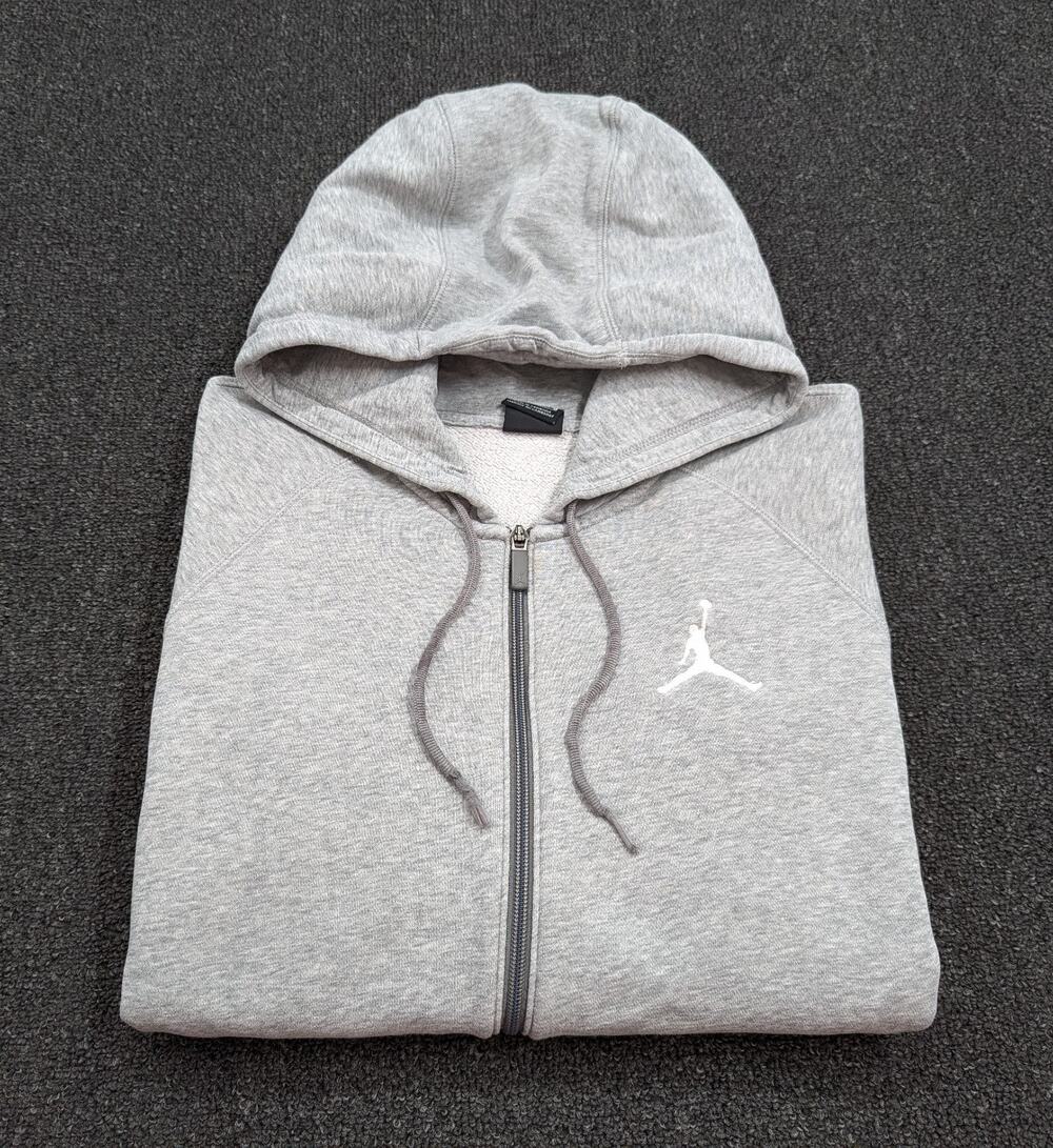 Nike Air Jordan Flight Jordan Full-Zip Gray Sweatshirt Hoodie AA5583 Size Large